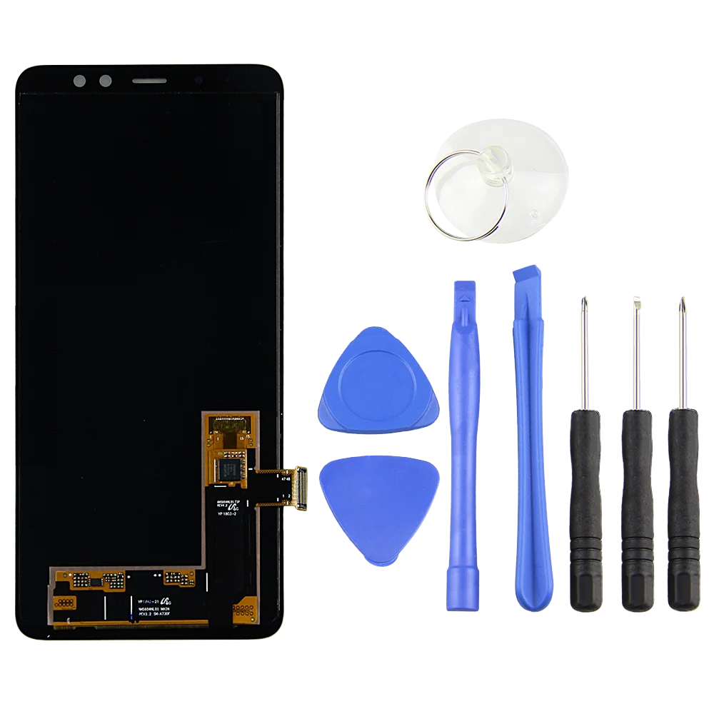 LCD Asli 6.0 "untuk Samsung Galaxy A8 Plus 2018 Display A730 A730F SM-A730F Bagian Penggantian Perakitan Layar Sentuh