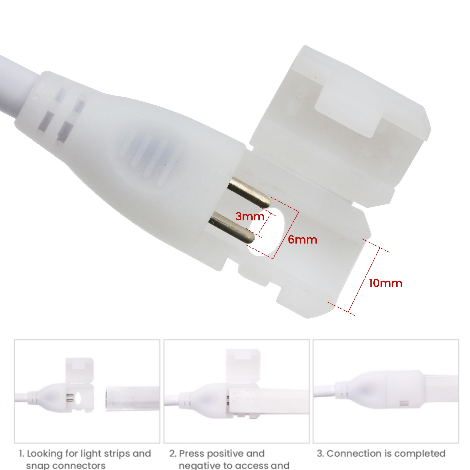 220 V dimmbarer Netzstecker für 288 LEDs/m 360 LEDs/M COB-Neonstreifen mit EIN-AUS-Schalter