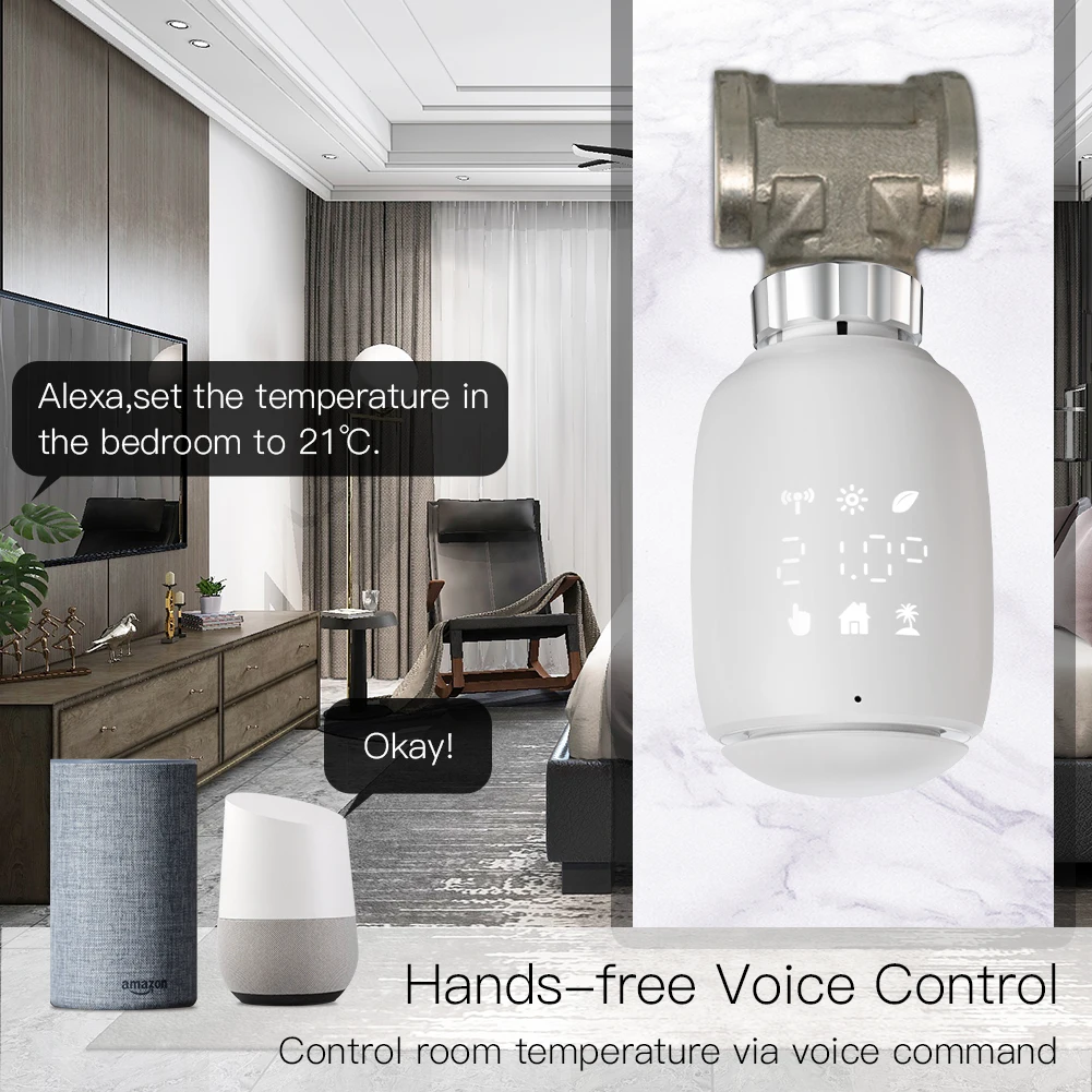 Tuya ZigBee3.0 TRV สมาร์ทหม้อน้ํา Actuator โปรแกรมเทอร์โมวาล์วอุณหภูมิ 2MQTT Alexa Google Voive