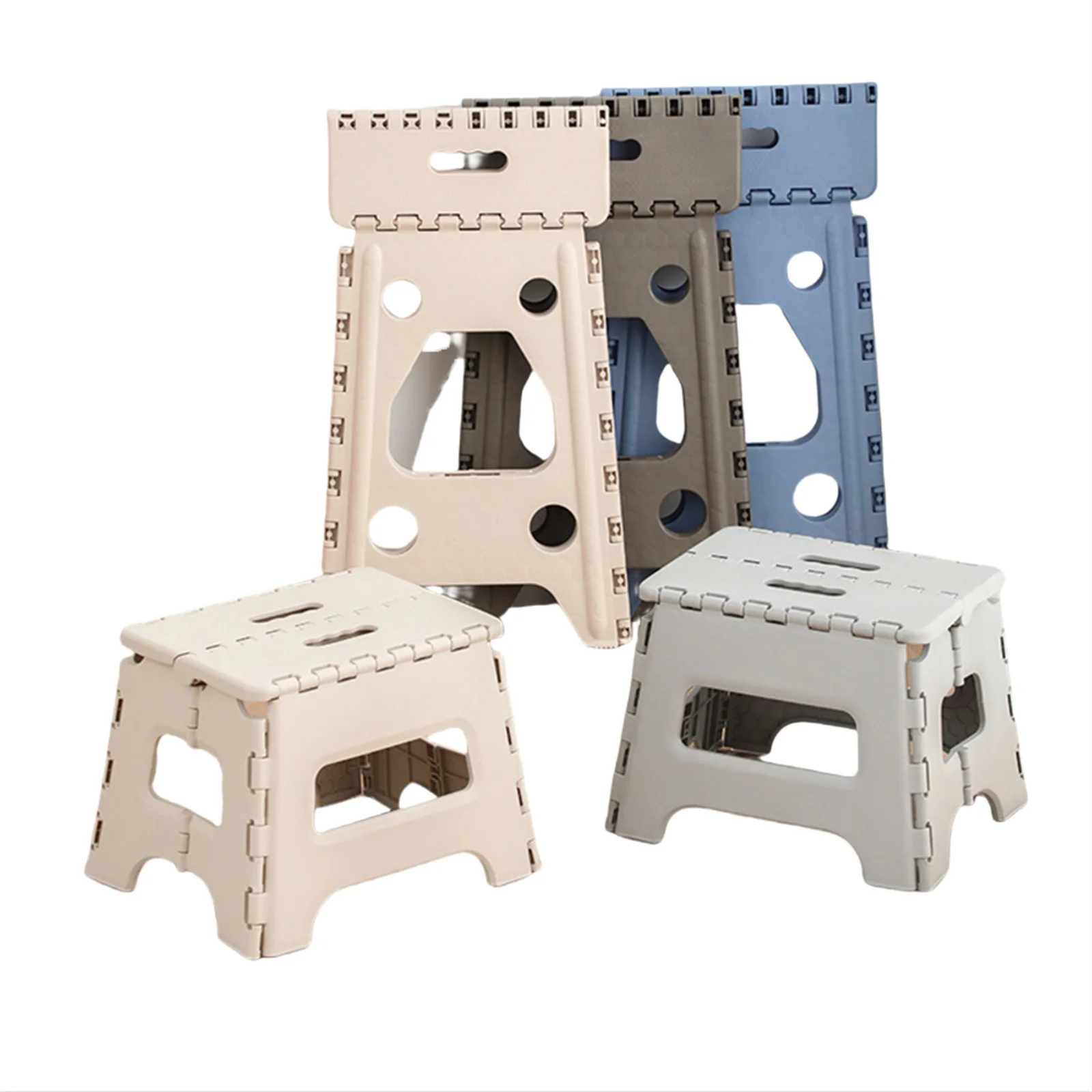 Silla plegable portátil para exteriores, banco de plástico, banco pequeño plegable, banco de pesca, silla de playa beige