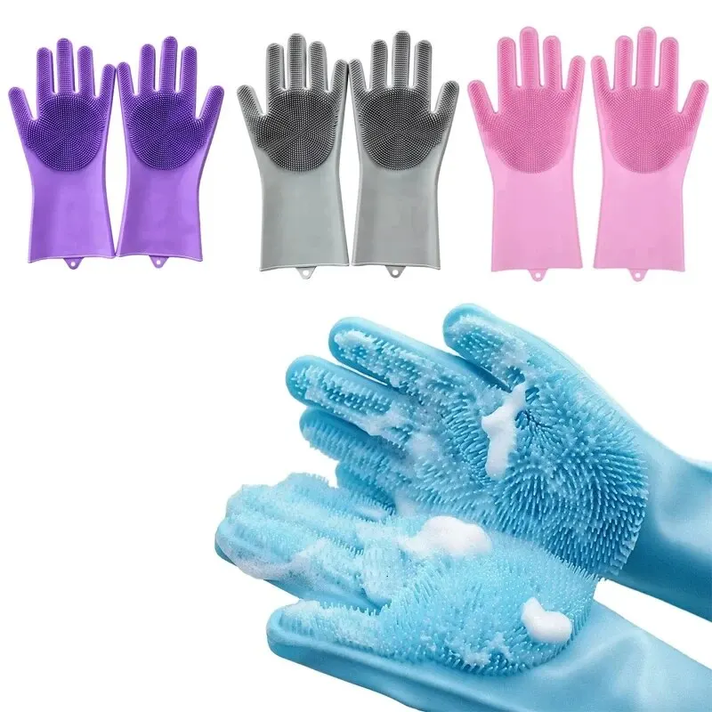 Geschirrspül-Reinigungshandschuhe, magische Silikon-Gummi-Geschirrspülhandschuhe für den Haushalt, Schwamm, Wäscher, Küchenreinigungswerkzeuge