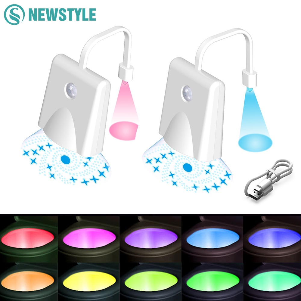 Projektions-WC-Nachtlicht, USB, wasserdicht, Human Sensing, Waschraumlicht, bunte Projektions-Fußlampe für Zuhause, Badezimmer, Dekoration