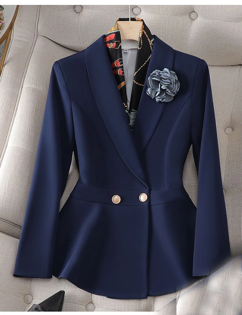 Outono nova cintura emagrecimento jaqueta blazer lápis calças conjunto de duas peças elegante feminino escritório terno conjunto roupas