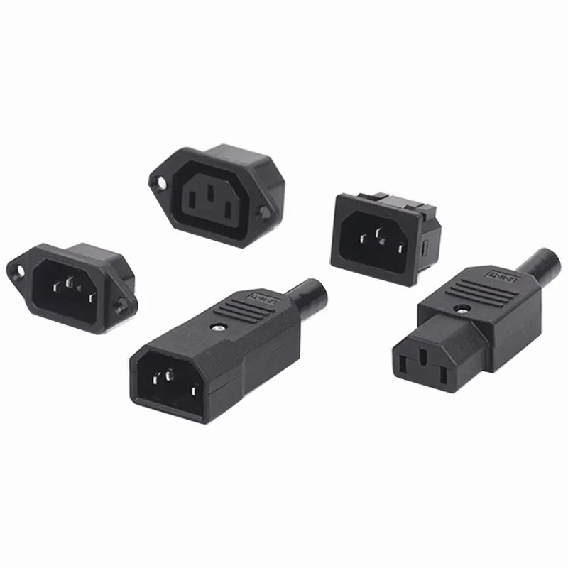 Conector de clavija de acoplamiento IEC320 10A 250V negro macho hembra conector C13 C14 enchufe recargable Konektor enchufe de CA de 3 pines