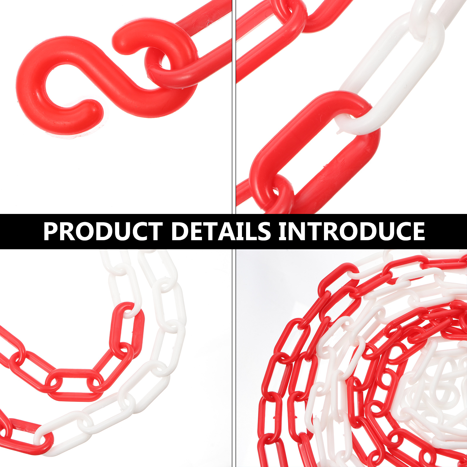 5 Kunststoff-Kettenabschaltung, Baubarriere, einziehbarer Gürtel, Verkehrsstangen, Glieder, Schutz, Isolierung