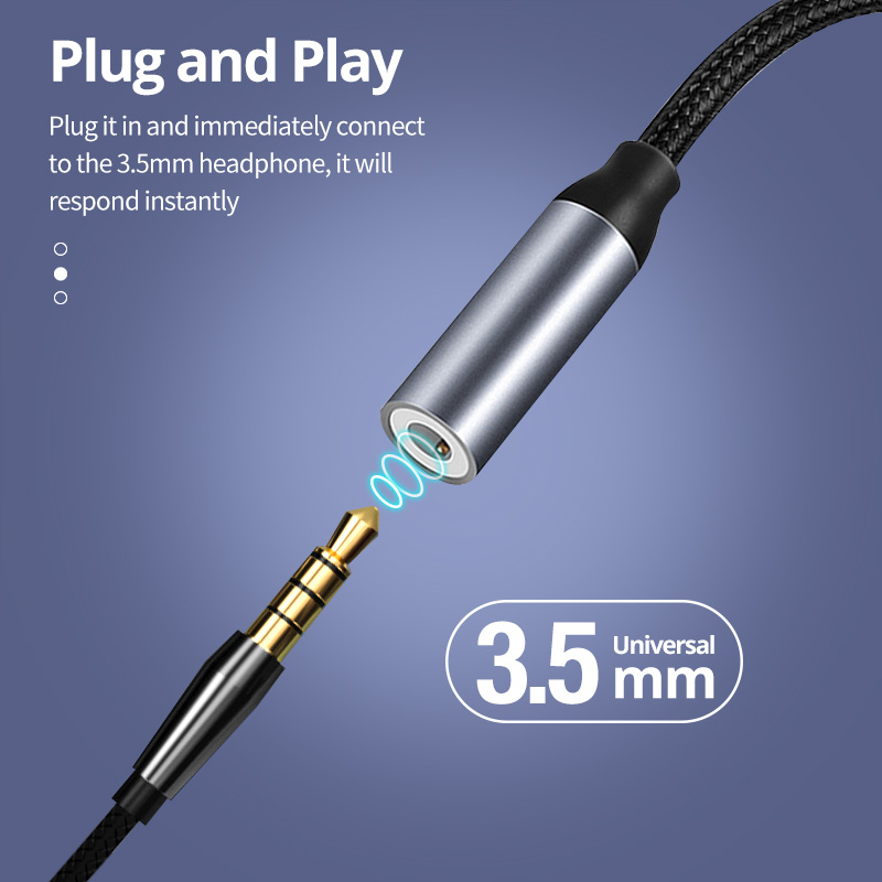 Convertidor adaptador de Audio Digital con conector para auriculares USB tipo C a 3,5mm para Samsung Xiaomi Redmi Poco Pixel LG cable auxiliar de Audio de 3,5mm
