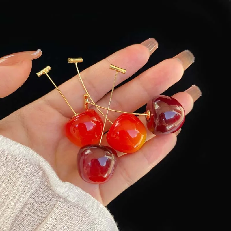 Piccoli freschi dolci adorabili ciliegie ciliegie orecchini ciondolo frutta orecchini ciliegia rossa gioielli con ciondoli