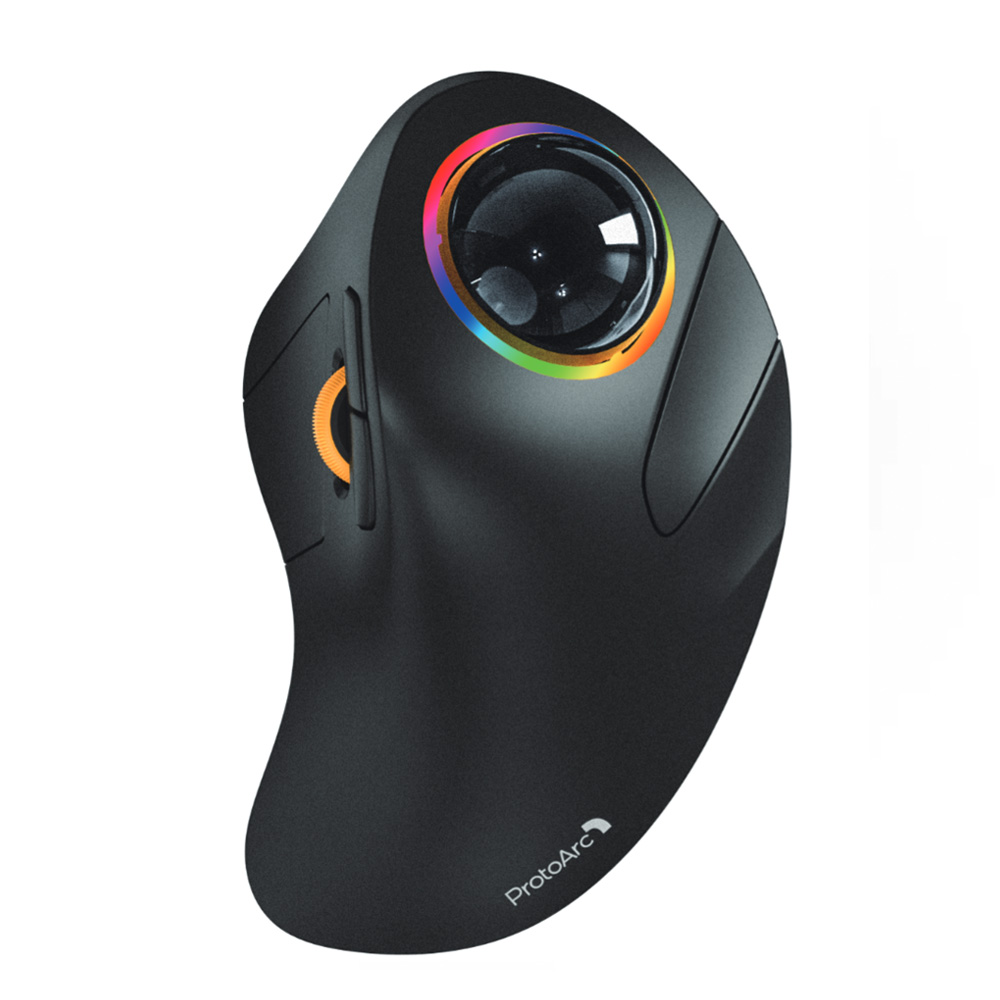 Proto arc Wireless Zeigefinger Trackball Maus wiederauf ladbare RGB Rollerball BT 2,4g Mäuse für Computer Laptop 3 Geräte verbindung