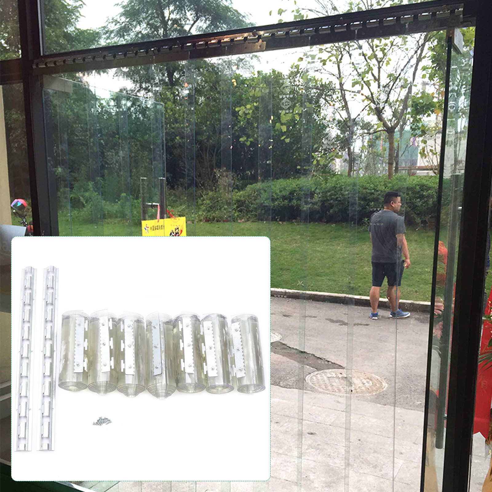 7x pvc tira cortina de plástico macio freezer porta da sala kit pendurado 18cm x 2m ar condicionado isolamento térmico