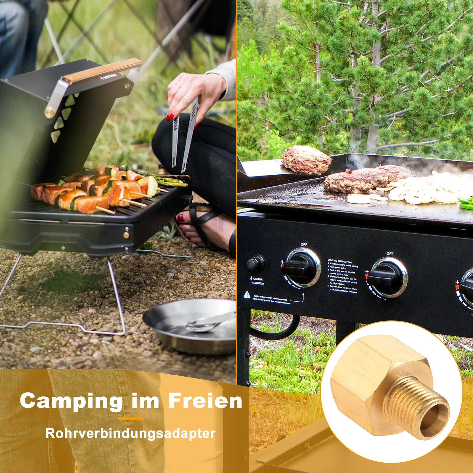 Адаптер для шланга для приготовления пищи на природном газе, сжиженном на природном газе, подходит для плиты/газовой плиты/уличной плиты для приготовления пищи на природе, 1/2 дюйма, R X 1/4 дюйма, lks