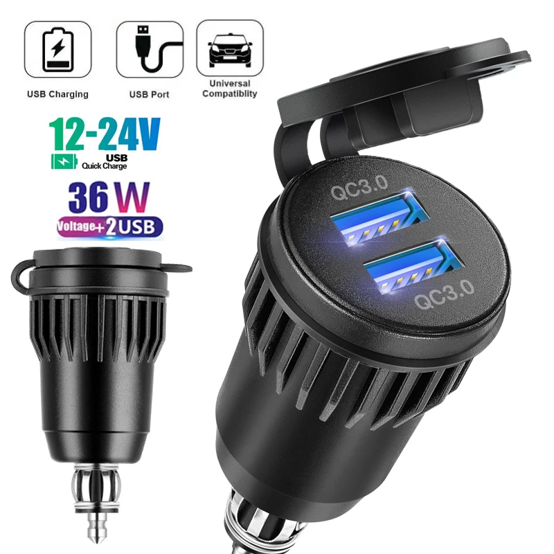 Adaptador de carga rápida para motocicleta QC 3,0, enchufe para motocicleta de 12v a usb c, enchufe europeo Hella DIN, toma de corriente para BMW