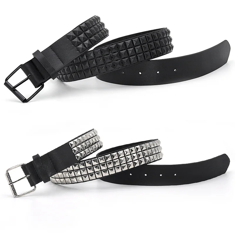 Mode klinknagel riem heren dames riem met studs punk rock met pingesp drop shipping zwart