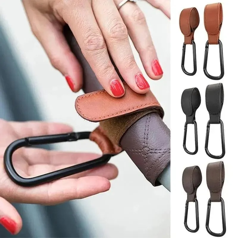 1/2/4 pezzi gancio in pelle PU gancio per passeggino gancio regolabile versatile per passeggino organizzare accessori cuscinetto forte di alta qualità