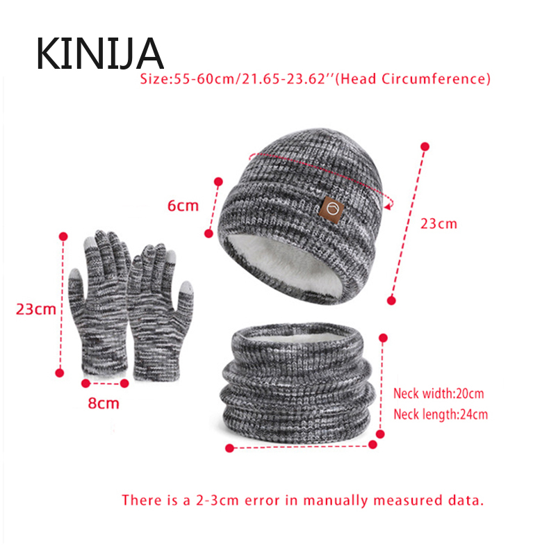Women's Knitted Hat Beanie Cap Winter Coldproof Hat Scarf Gloves Sets Outdoor Warm Windproof Hat Fit Skiing Cycling Sets