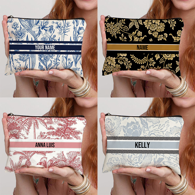 Custom Name Makeup Bag Bridesmaid Gifts Canvas Travel Cosmetic Organizer Pouch Women Handbag Trendy Brand Side Bag for Ladies