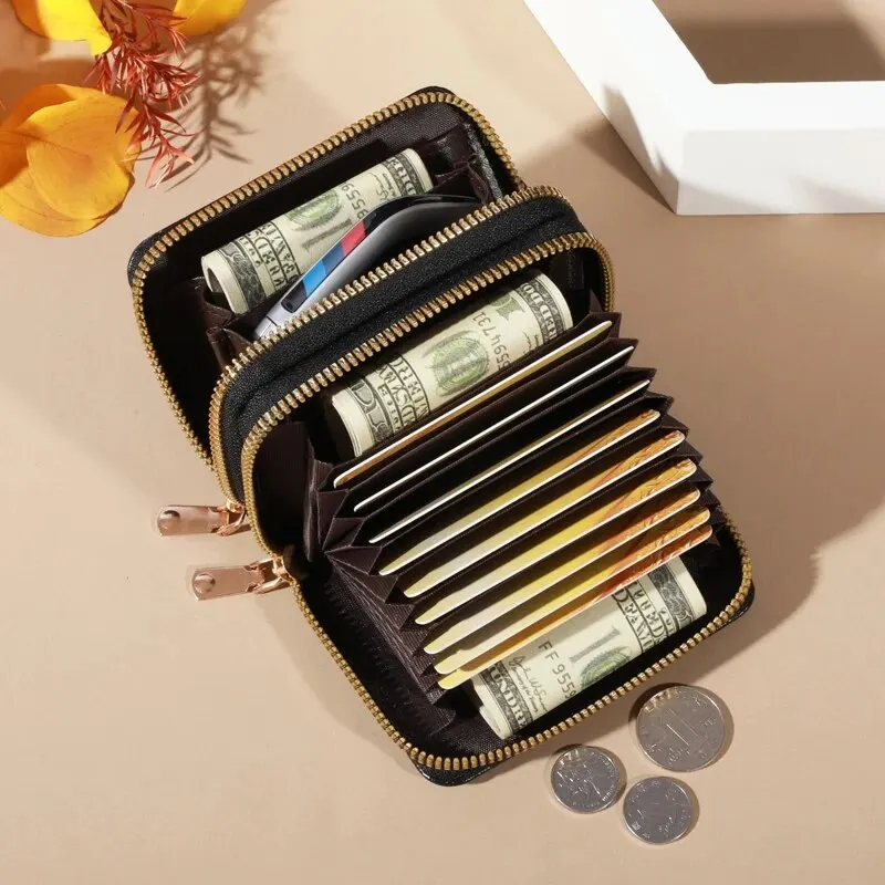 Elegant Women's Multi Card Wallet - Secure Double Zip Clutch | Casual PU Leather Purse with Style Storage Crocodile Card Bag