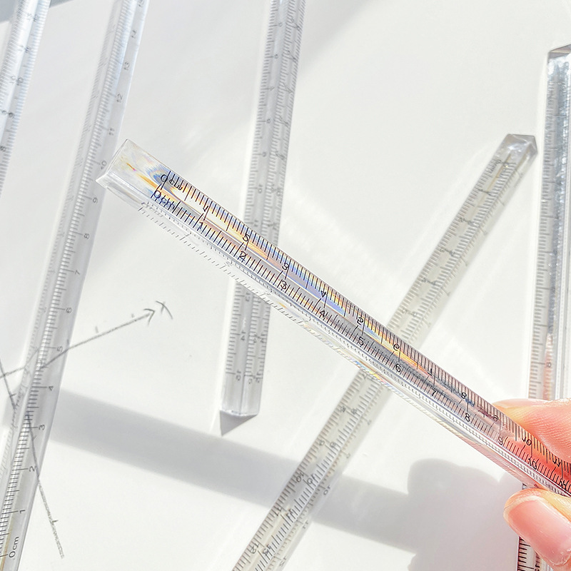 15cm/20cm Simple Transparent Triangular Straight Ruler Kawaii Tools Stationery Cartoon Drawing Gift Office School Measuring