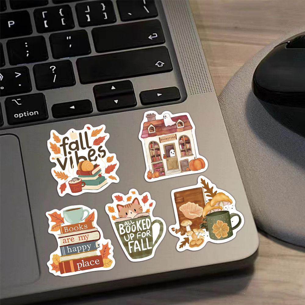 50 stuks Bookish Herfst Graffiti Stickers Cartoon Leuke Ghost Boeken Graffiti DIY Boekboek Notebook Stickers
