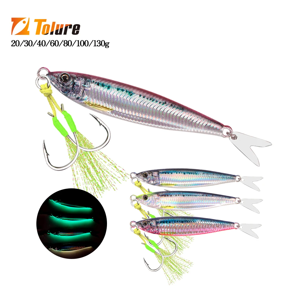 TOLU-señuelo de plantilla de Metal de hundimiento rápido, impreso en 3D, 20g-130g con carrete, señuelo de pesca de fundición de tierra de agua salada, plantilla de Metal Vertical, novedad de 2024