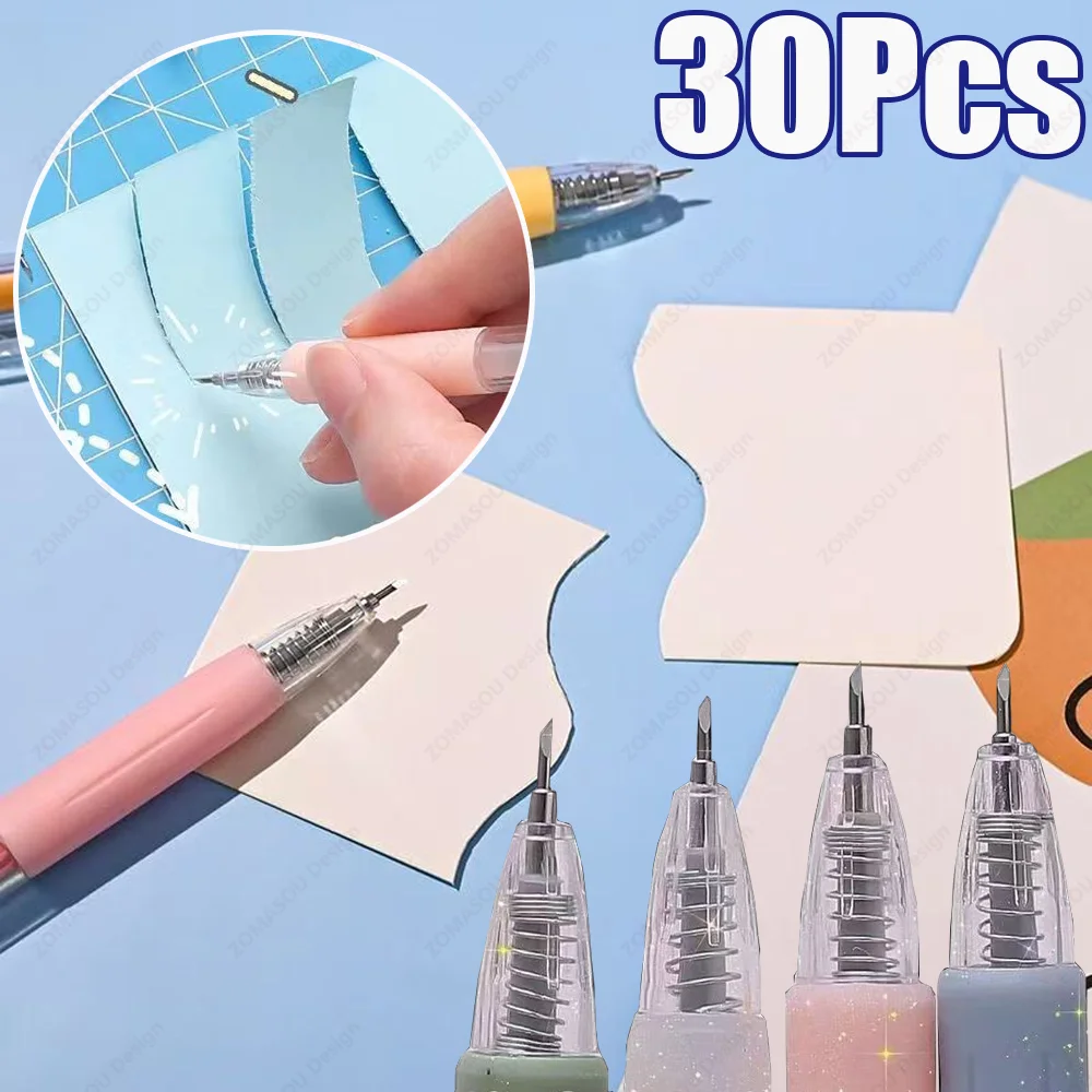 Couteau à découper le papier, stylo, couteau utilitaire d'art, outil de coupe pour Scrapbooking, bricolage, autocollant de cabine 3D, coupe-ruban, boîte Express, couteau, 1 à 60 pièces