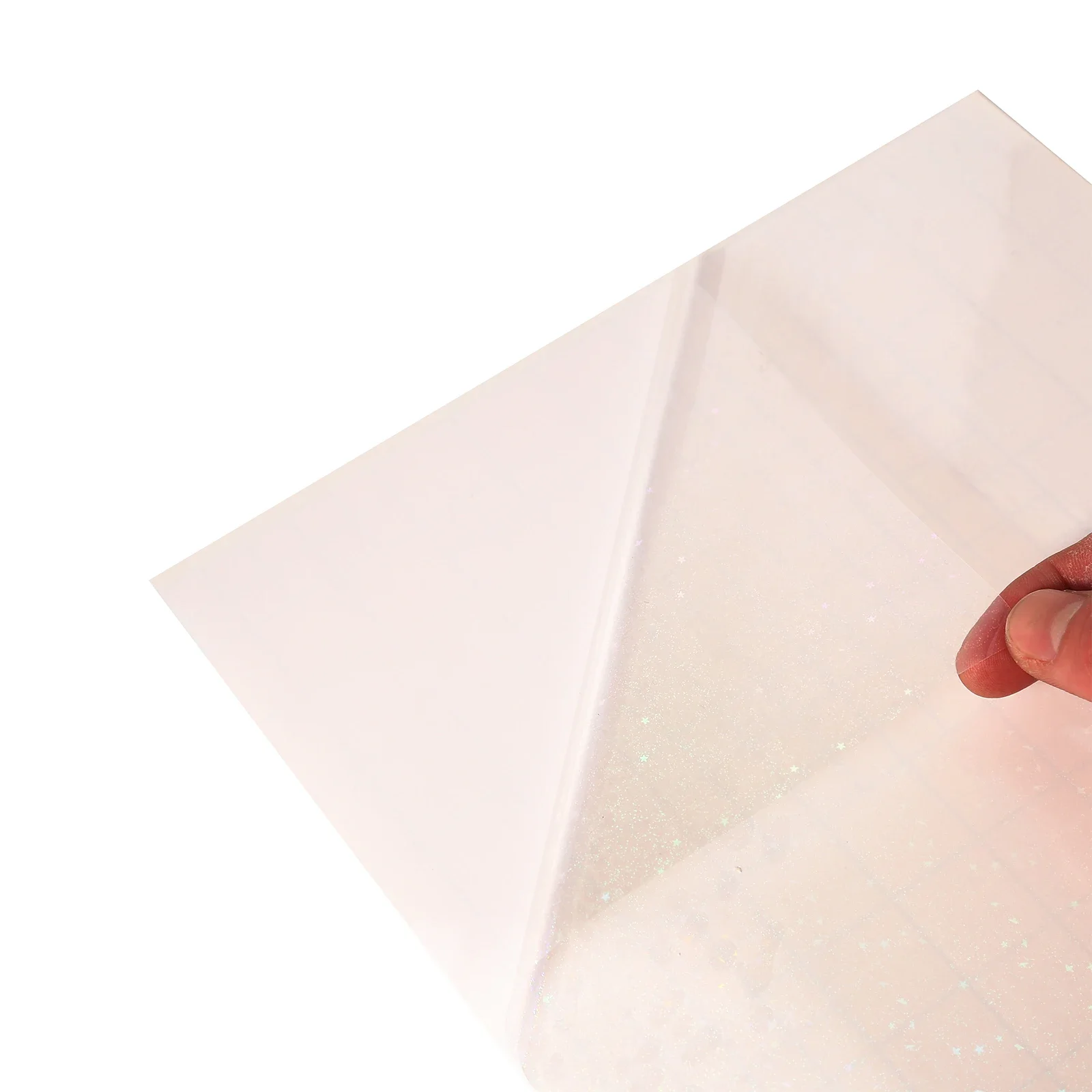 50 folhas de papel adesivo holográfico estrelas de areia 2.9x4.1 polegadas glitter transparente sobreposição holográfica filme de laminação a frio autoadesivo