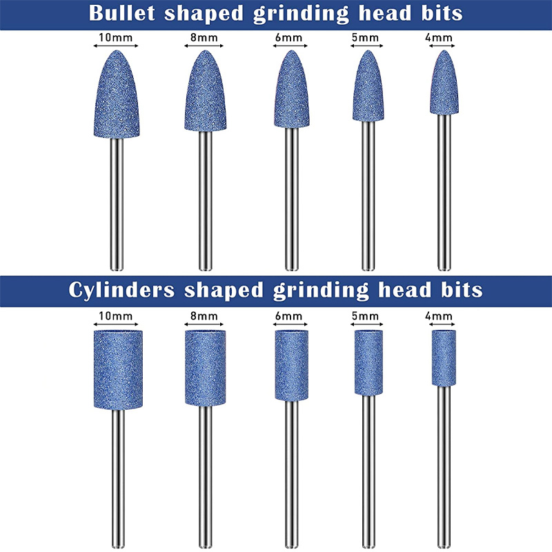10PCS Abrasive Mounted Stone for Rotary Tools Grinding Stone Wheel Head Tool Accessories,3mm Shaft Mounted Ceramic Grinding Head