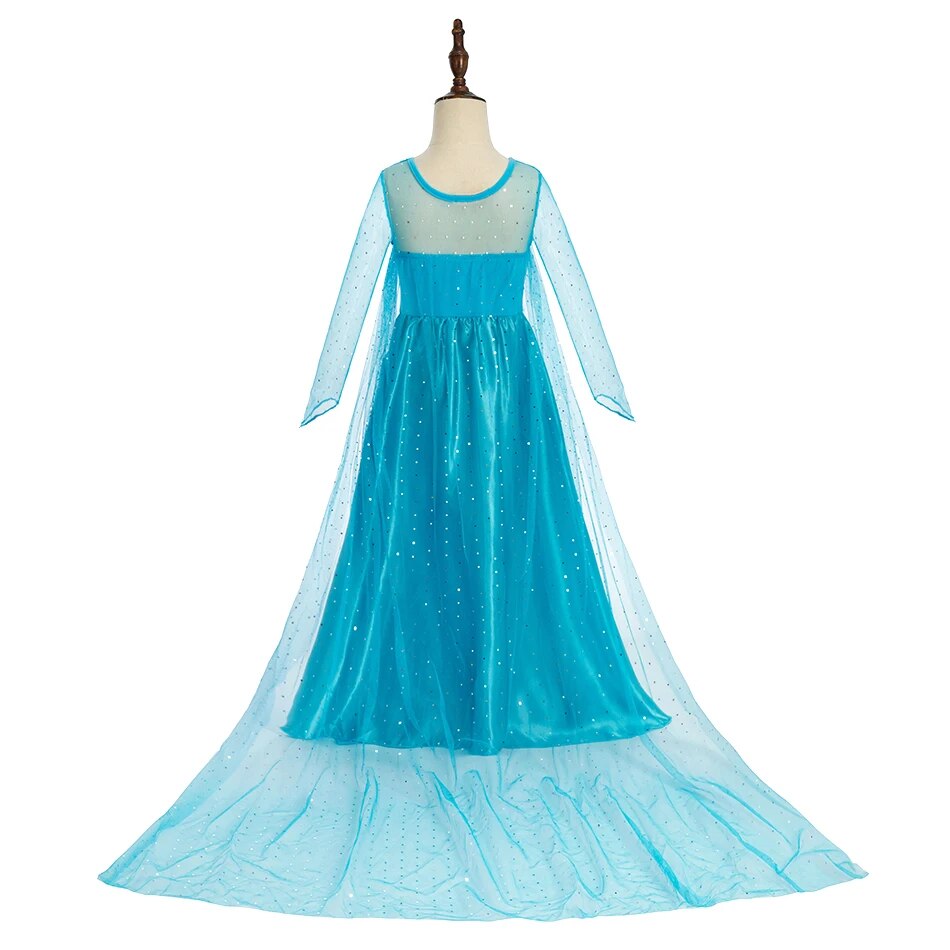 Halloween elsa vestido para meninas crianças festa princesa traje crianças disfarce com manto longo menina neve rainha carnaval roupas