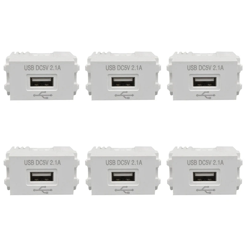 N11R- Panel de carga de teléfono 6X, módulo de alimentación USB, enchufe de 220V, transformador de 5V, adaptador de conmutación de toma de corriente de carga USB 2.1A