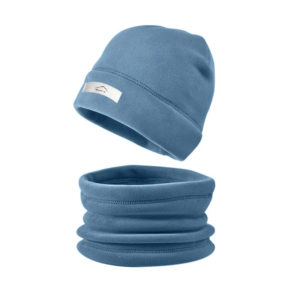 2 unids/set gorro de punto a prueba de viento conjunto de bufanda a prueba de frío calentador de cuello gorros gruesos invierno cálido ciclismo esquí con capucha