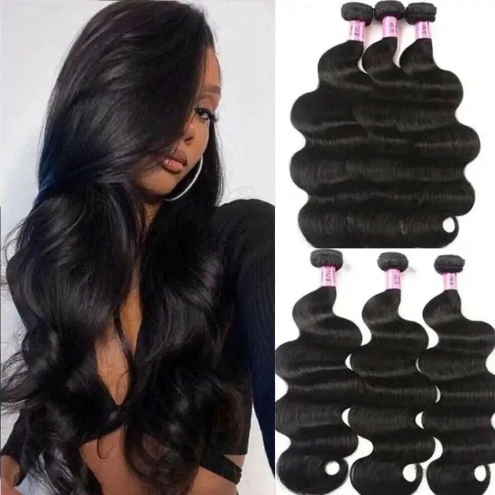 Pacotes de cabelo humano tecer pacotes de cabelo brasileiro onda do corpo solto 3/4 pacotes trama virgem cru remy extensões de cabelo para mulher 28"