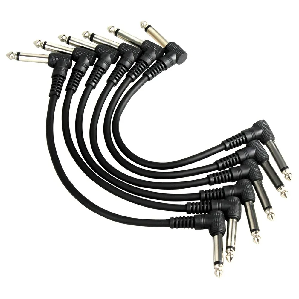 ​​1/6pcs Guitar/Bass Effect Pedal Patch Cable - TS 1/4" Right Angle Shielded Low Noise, Beryllium Copper Core Instrument Cords​​