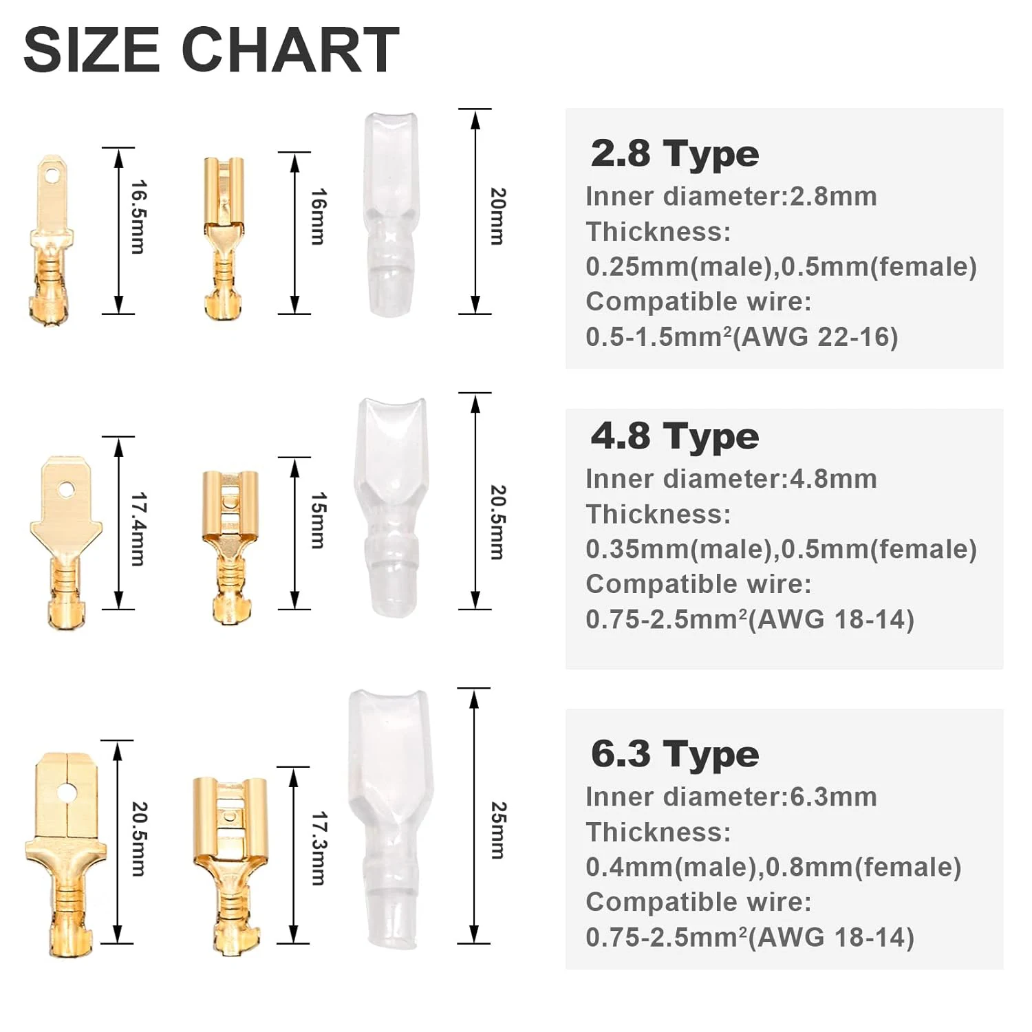 200 PCS 2.8/4.8/6.3mm Quick Splice ชายและหญิง Spade CRIMP TERMINAL Wire Connector Assortment ชุดฉนวน