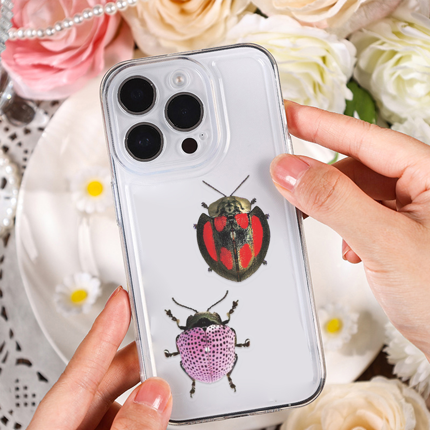 50 個漫画かわいい漫画昆虫カブトムシステッカー PET おもちゃ DIY 荷物ラップトップギタースケートボード電話ケースバイク車のステッカー