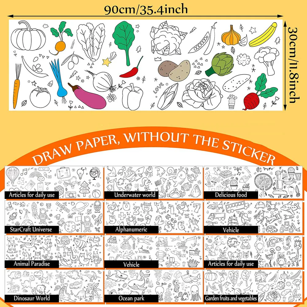 เด็กระบายสีกระดาษม้วนสําหรับเด็กเด็กวาดม้วนวาดบนพื้น DIY ภาพวาดสีบรรจุกระดาษ