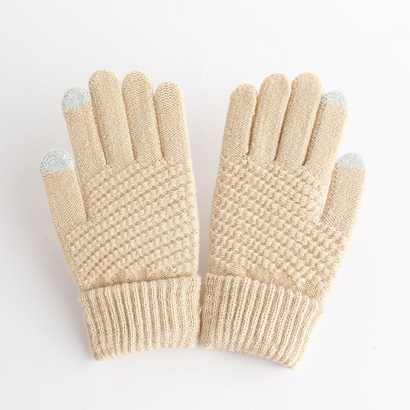 Inverno quente touchscreen luvas de lã grossa moda masculina luvas de malha luvas abacaxi padrão luvas de lã tela sensível ao toque