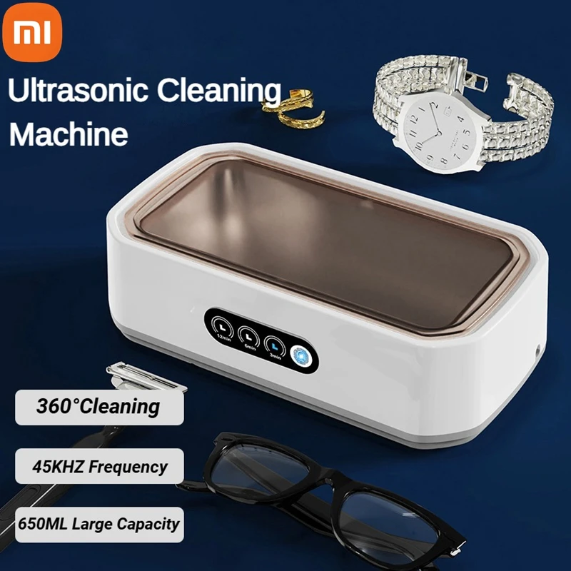 XIAOMI 650ML Ultrasonic Glasses Cleaning Machine Portable Large Capacity Cleaning Device Jewelry Braces High Frequency Cleaning