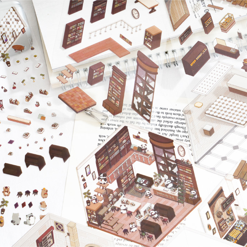 นายกระดาษ, 2 ชิ้น/แพ็ค, ชุดสติกเกอร์ PET, วัสดุตกแต่งสมุดภาพ, เบเกอรี่, ร้านหนังสือ, สติกเกอร์ภูมิทัศน์สถานี