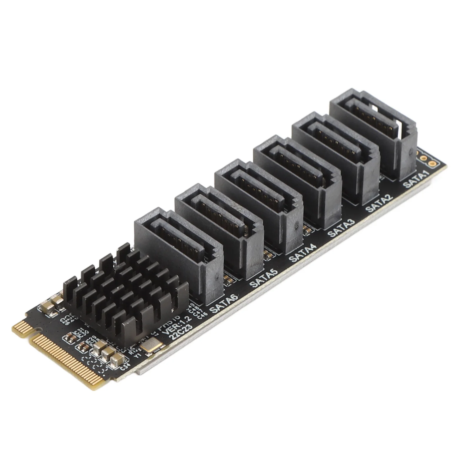 M.2 to SATA3.0 Adapter Card 6Gbps High Speed ASM1166 M.2 PCIE to SATA Expansion Card with Smart Indicator