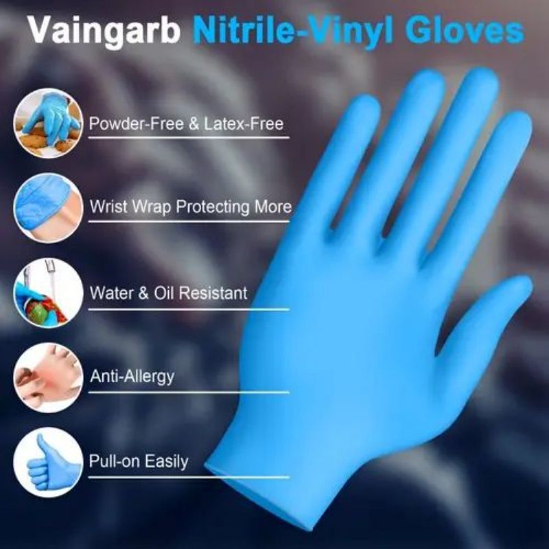 20pcs Disposable Blue Nitrile Gloves For Kitchen Disposable Latex Gloves, Oil-Proof Gloves, Multi-Functional Washing Gloves