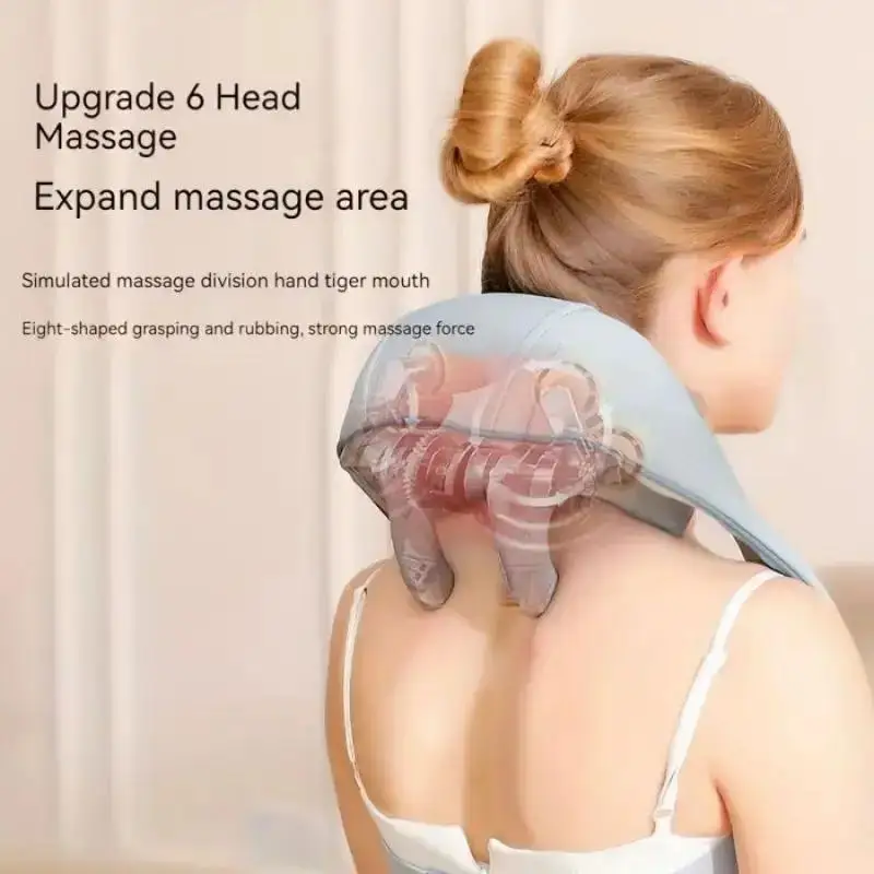 Multi-funcional pescoço e ombro massageador em forma de u tecido profundo shiatsu compressa de ar elétrica amassar massageador traseiro