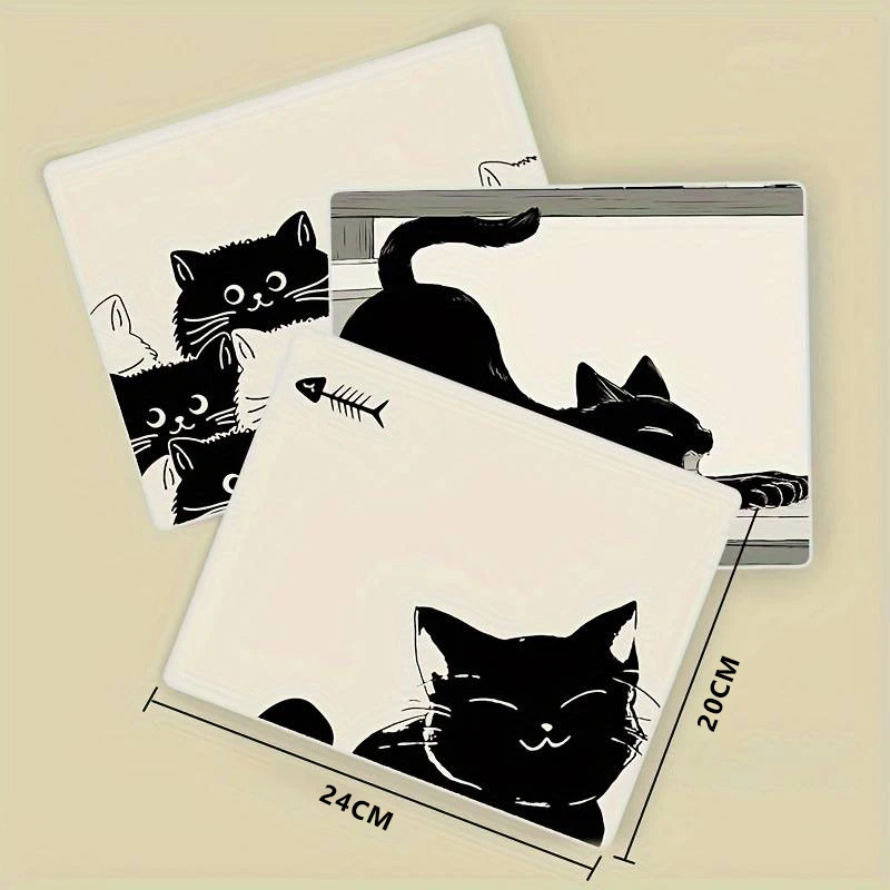Black Cat Mousepad Small Office Computer Desk Mat Table Keyboard Big Mouse Pad Laptop Cushion Non-slip Deskpad Home Decor