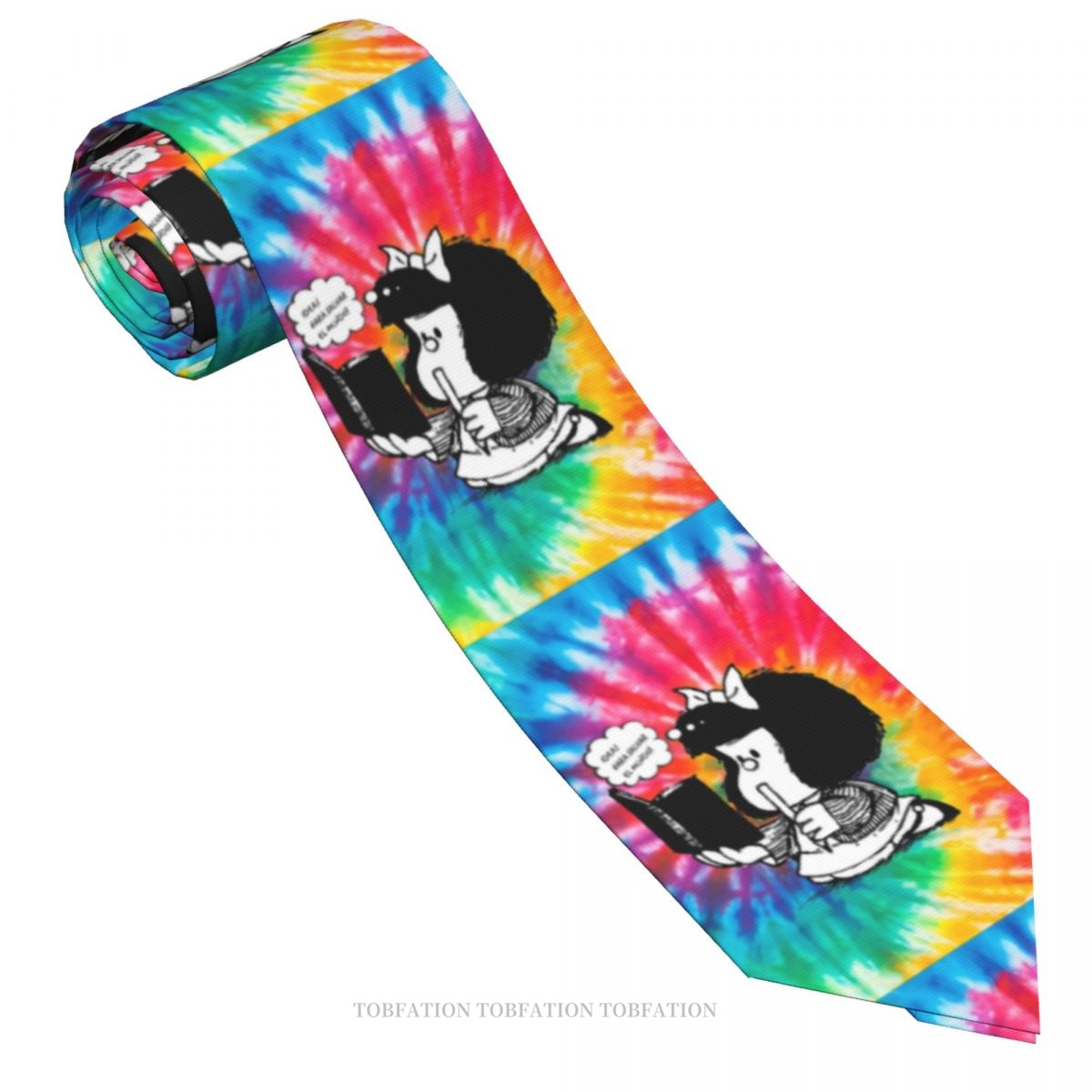 Mengubah Dunia Mafalda Anime Klasik Pria Dicetak Poliester 8Cm Lebar Dasi Cosplay Pesta Aksesori