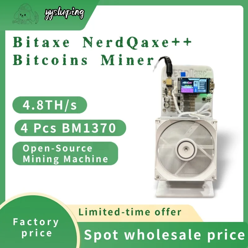 Bitaxe NerdQaxe++ 4.8TH/s Bitcoin Miner com 4 BM1370 Asic Chips Solo BTC Mining Machine 68W 2.4G WiFi Open-Source