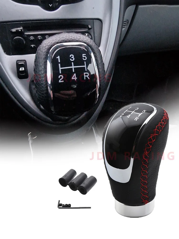 Perilla de palanca de cambios de punto rojo de cuero de 5 velocidades, palanca de cambios Universal para coche, transmisión Manual M8 M10 M11 M12