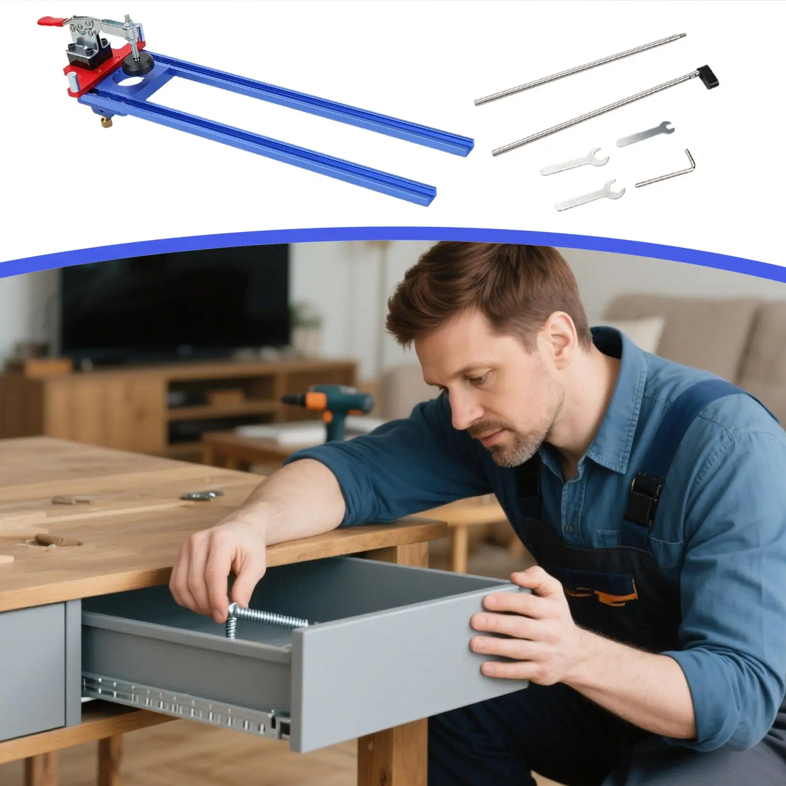 Drawer Slide Jig Cabinet Hardware Jig Install Drawer Slides Non-Slip Guide For Professionals Carpenters Desks Table Furniture
