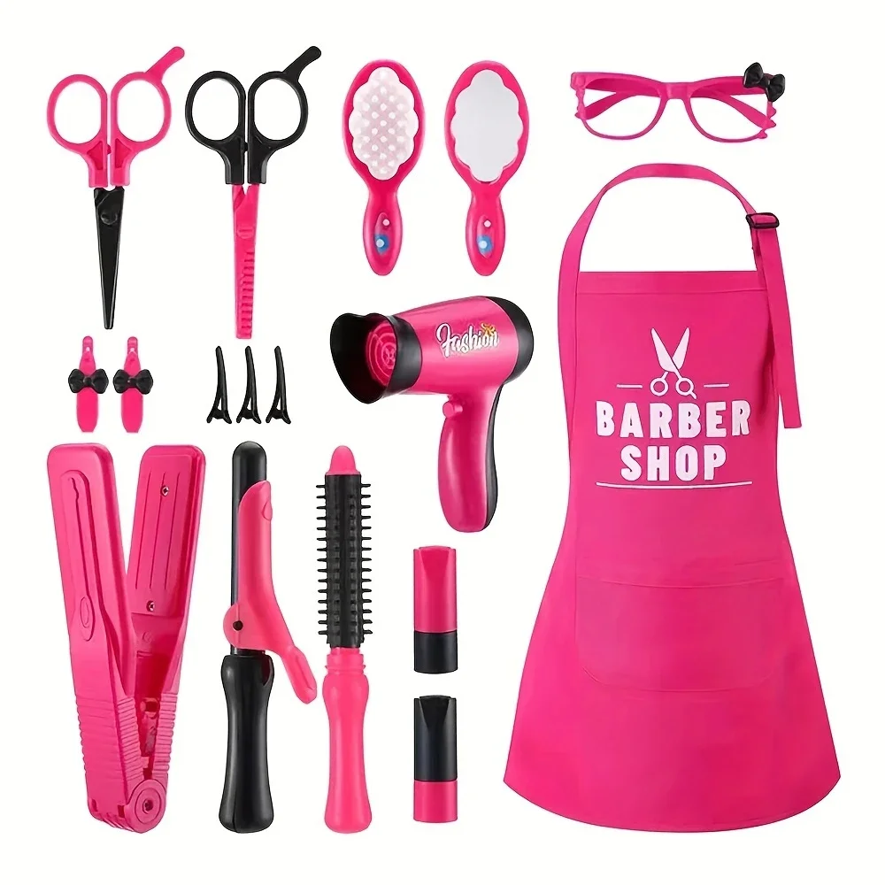 Kit parrucchiere da gioco per ragazze con accessori e grembiule - Colori misti, senza placcatura