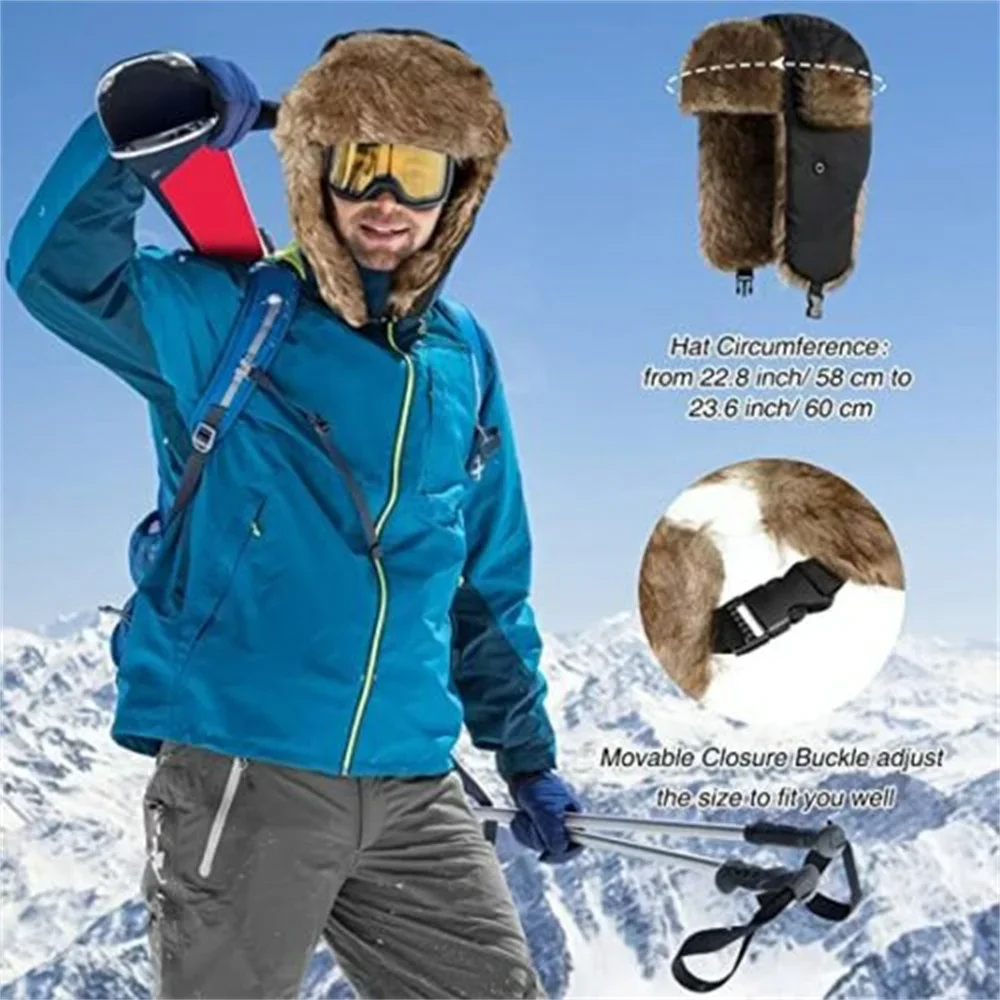 Trapper de invierno para hombre, aviador, soldado, orejeras, cálido, ruso, impermeable, gorro de esquí, gorra de bombardero, gorros protectores de orejas cálidos rusos