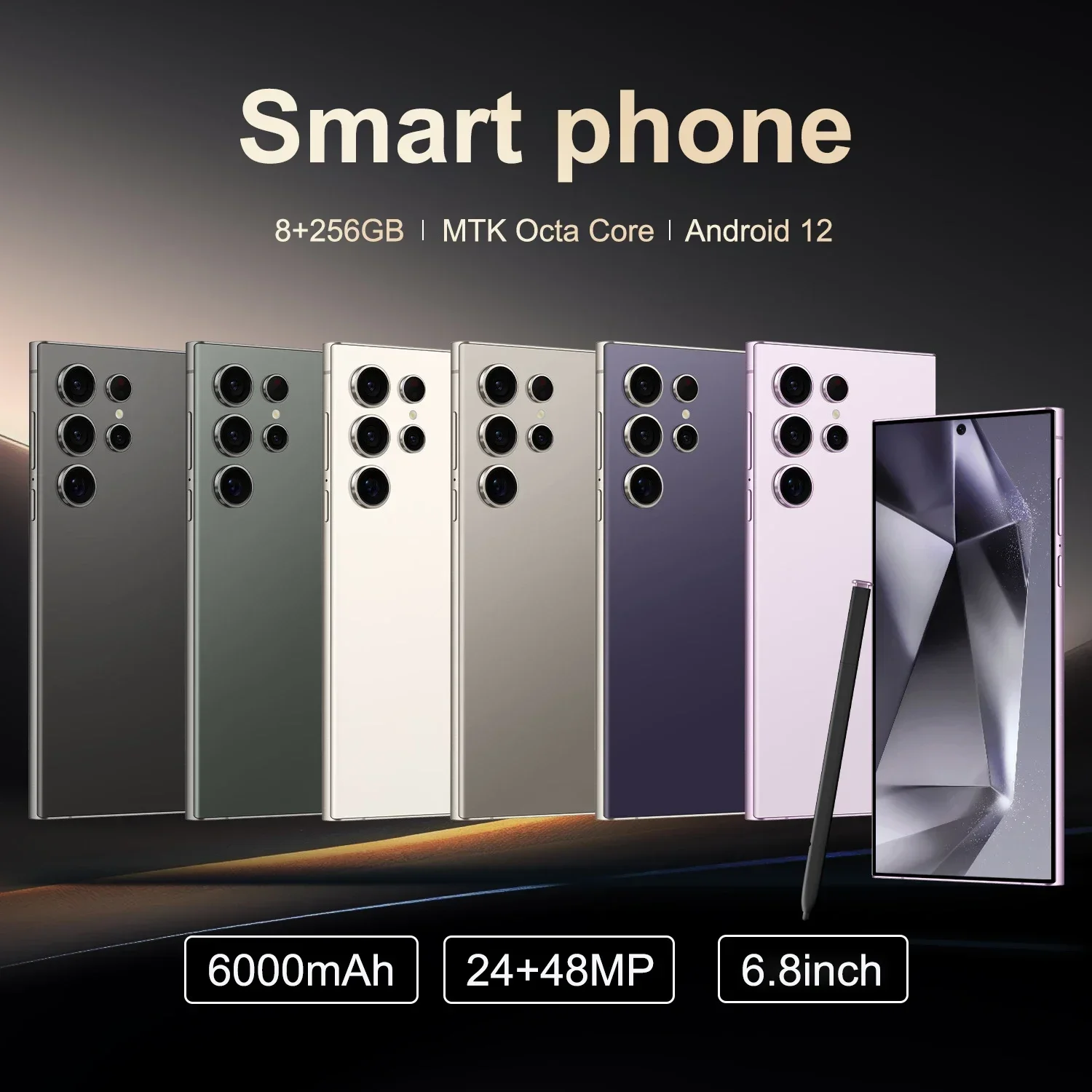 FUFFI S25 Pro Smartphone 5G Cellphones Android 12 System 6.8 inch Screen 12GB+512GB 24+48MP Mobile phone Google Play Store Phone