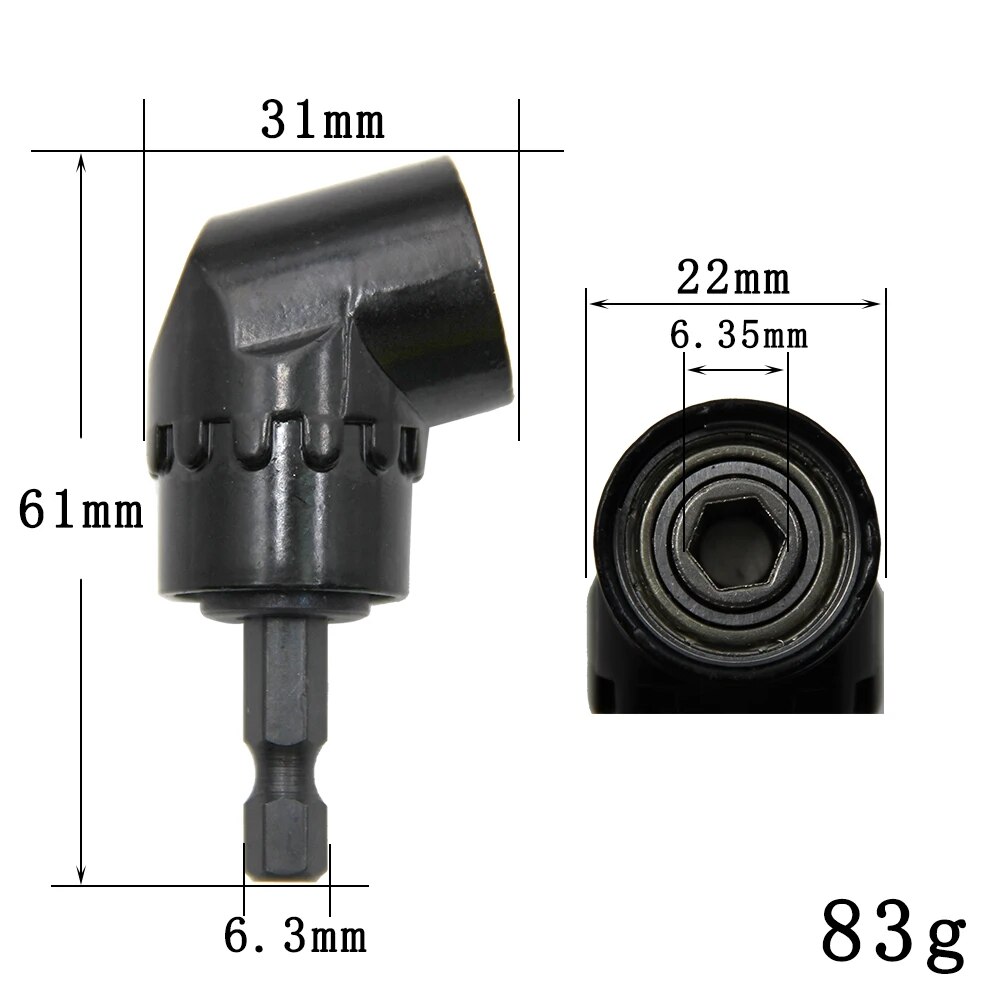 105 ° Black Small Turning Screwdriver Joint Electric Drill Corner Attachment Sleeve Extension Electric Tool Accessories