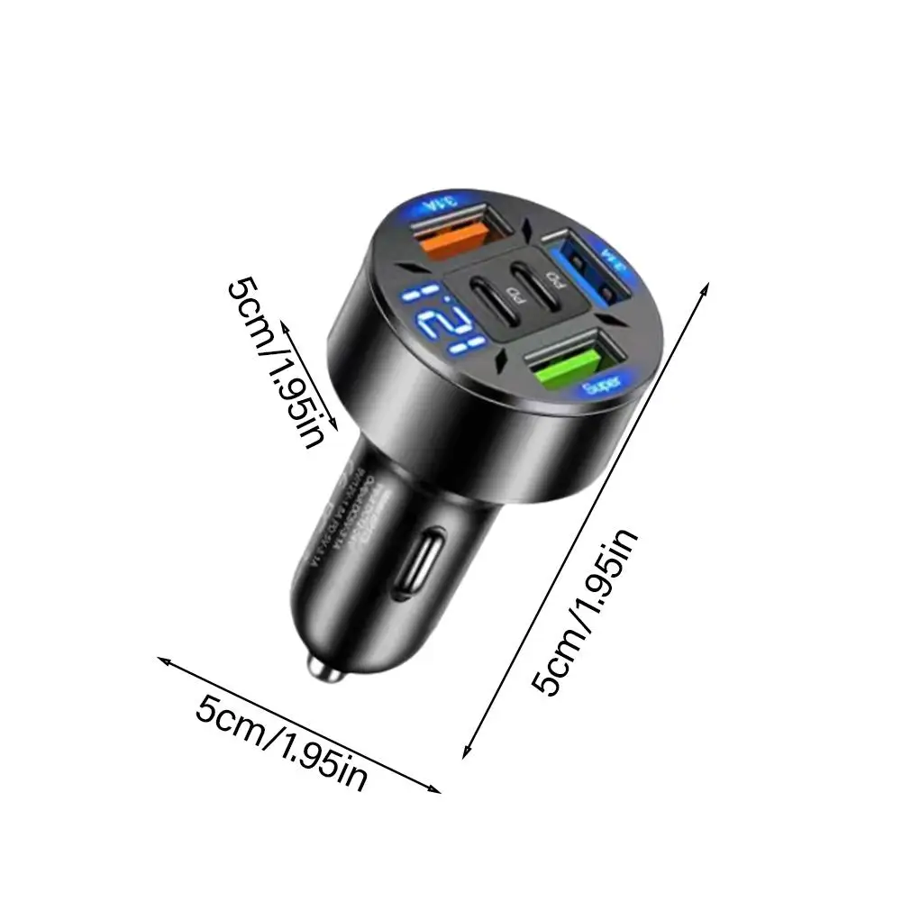 Новое цифровое автомобильное зарядное устройство 2PD + 3 USB, 5 портов, быстрая зарядка PD QC3.0 USB C, автомобильное зарядное устройство для телефона, адаптер для Samsung